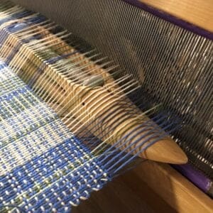 Woven Blue Green Fabric w/Shuttle